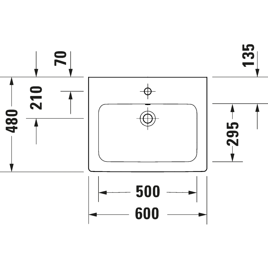 Duravit 23996000002 - Wastafel D-CODE 60x48 cm, hangend, keramiek, glanzend wit