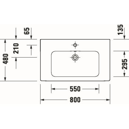 Duravit 23998000002 - Lavabo mural D-CODE 80 x 48 cm en céramique / blanc brillant