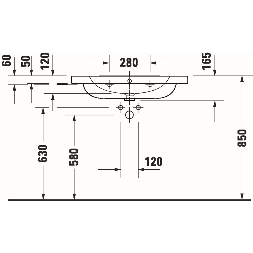 Duravit 23998000002 - Lavabo mural D-CODE 80 x 48 cm en céramique / blanc brillant
