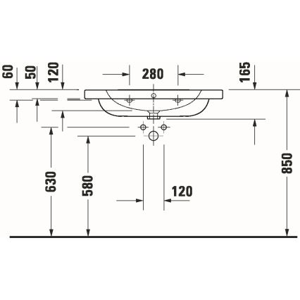 Duravit 23998000002 - Wandgemonteerde wastafel D-CODE 80 x 48 cm, keramiek, hoogglans wit