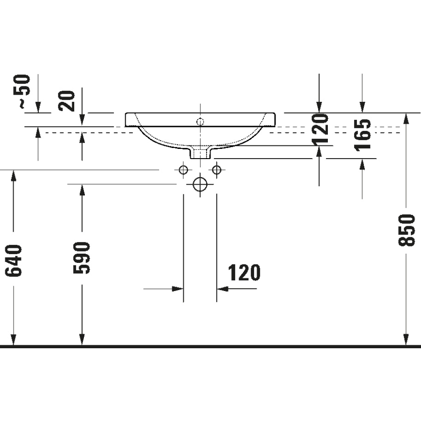 Duravit 24025500002 - Wandgemonteerde wastafel D-CODE 55x44 cm keramiek/glanzend wit