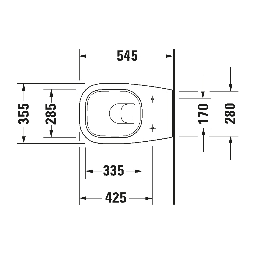 Duravit 25350900002 - WC suspendu D-CODE en céramique, blanc brillant