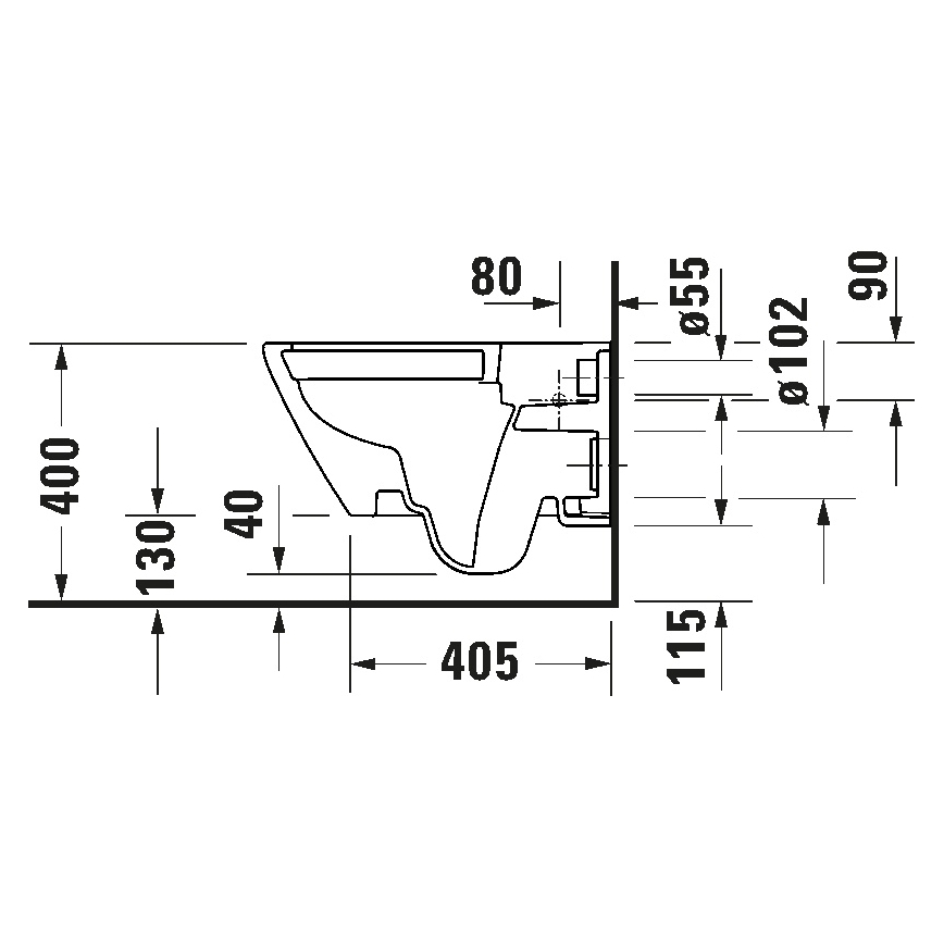 Duravit 29030900212 - Hangend toilet Rimless D-CODE keramiek/glanzend wit