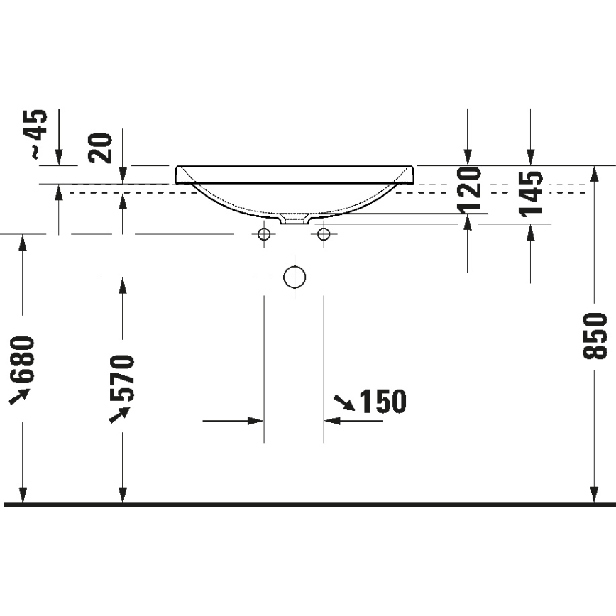Duravit 358600079 - Inbouwwastafel D-NEO 60x44 cm keramiek/hoogglans wit