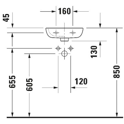 Duravit 7053600082 - Lavabo suspendu D-CODE 36x27 cm céramique/blanc brillant