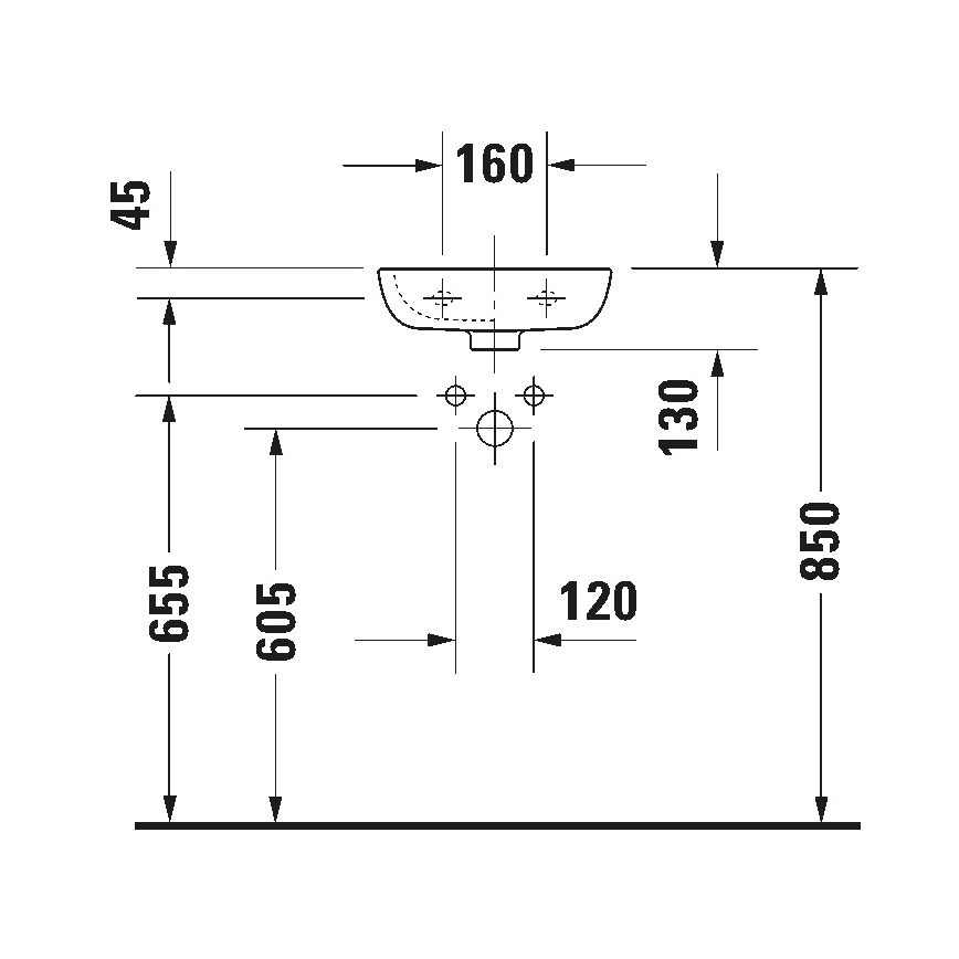 Duravit 7053600082 - Lavabo suspendu D-CODE 36x27 cm céramique/blanc brillant