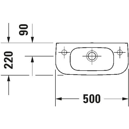 Duravit 7065000092 - Lavabo suspendu D-CODE 50 x 22 cm, céramique, blanc brillant