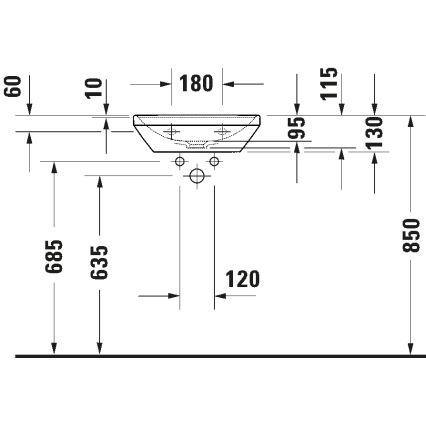 Duravit 738450041 - Wandhangende wastafel D-NEO 45x33,5 cm keramiek/glanzend wit
