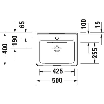 Duravit 742500000 - Wastafel D-NEO 50x40 cm voor wandmontage keramiek/glanzend wit