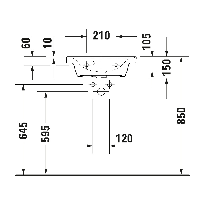 Duravit 742500000 - Wastafel D-NEO 50x40 cm voor wandmontage keramiek/glanzend wit