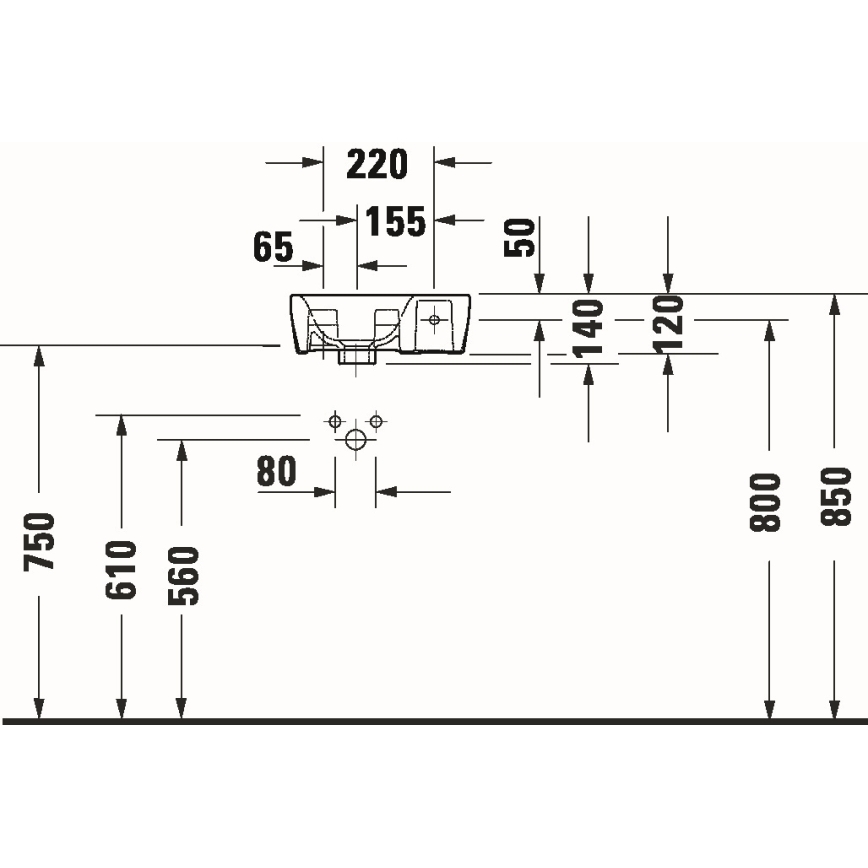 Duravit 7453600412 - Hangend wastafel D-NEO 36x22 cm keramiek/glanzend wit