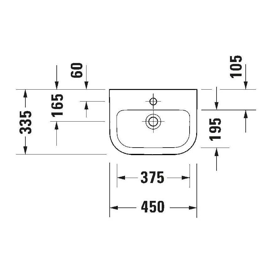 Duravit 7484500002 - Lavabo suspendu D-CODE 45 x 33,5 cm en céramique, blanc brillant