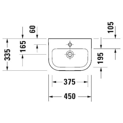 Duravit 7484500002 - Wandhangende wastafel D-CODE 45 x 33,5 cm keramiek/glanzend wit