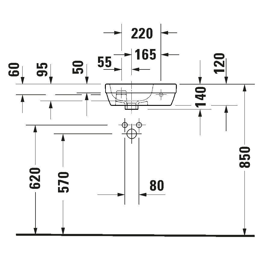 Duravit 7494000412 - Lavabo suspendu D-CODE 40x22 cm céramique/blanc brillant