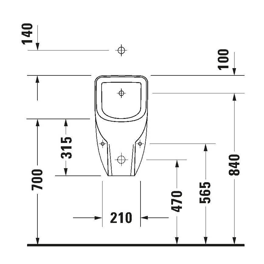 Duravit 828300000 - Urinoir Rimless D-CODE, bovenaansluiting, achteraansluiting, keramiek, glanzend wit