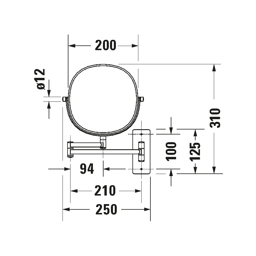 Duravit 99121000 - Wandspiegel D-CODE voor make-up, glanzend chroom