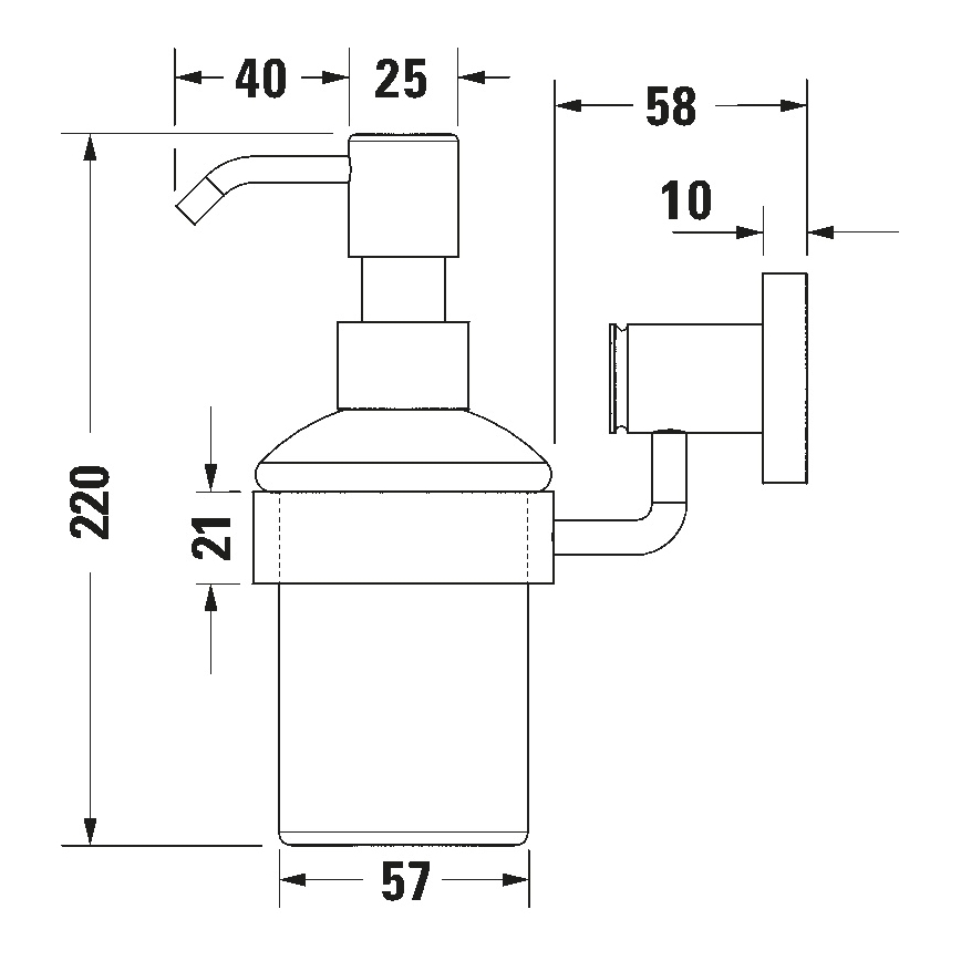 Duravit 99161000 -Distributeur de savon mural D-CODE 390 ml verre opalin/chrome brillant