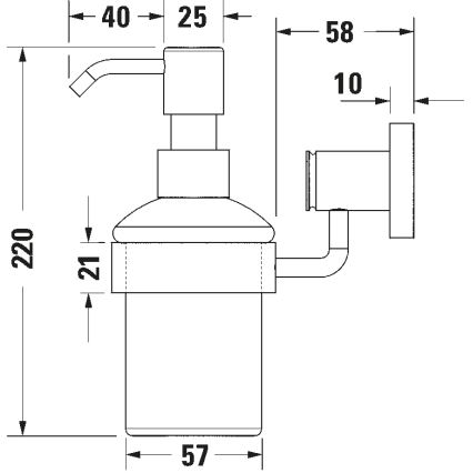 Duravit 99164600 - Distributeur mural de savon D-CODE 390 ml verre opalin/noir mat
