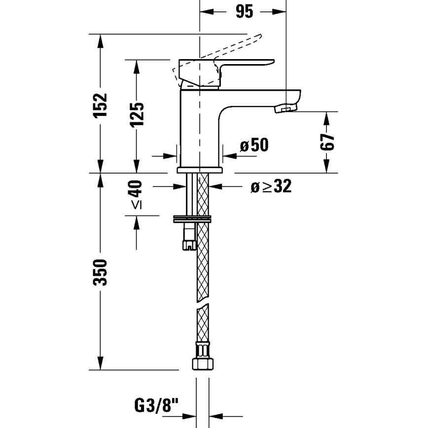 Duravit DC1013002046 - Wastafelkraan D-CODE mat zwart