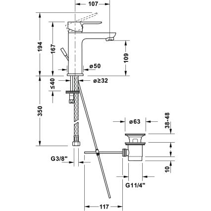 Duravit DC1023001010 - Wastafelmengkraan + afvoer D-CODE glanzend chroom