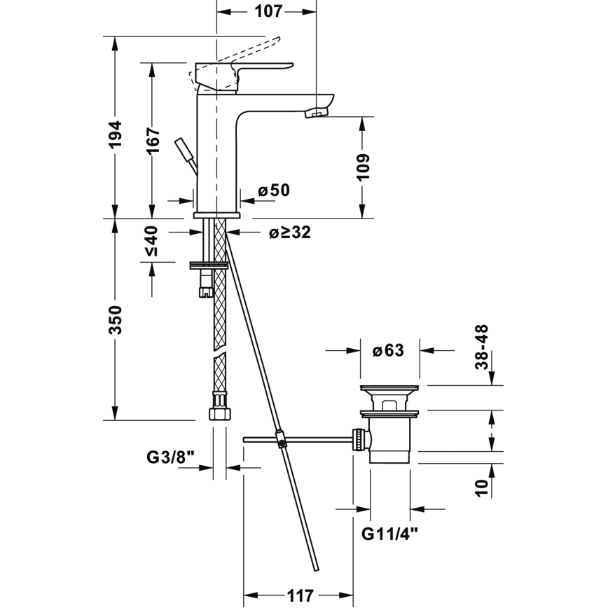 Duravit DC1023001010 - Wastafelmengkraan + afvoer D-CODE glanzend chroom