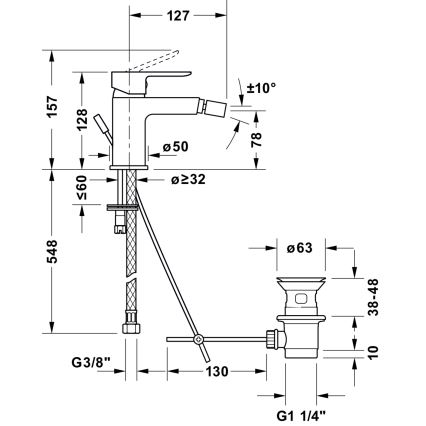 Duravit DC2400011010 - Bidetmengkraan D-CODE, glanzend chroom
