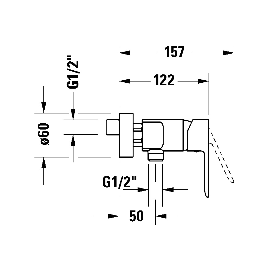Duravit DC4230001010 - D-CODE wandbidetkraan, glanzend chroom