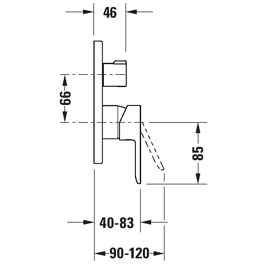 Duravit DC5210012010 - Mitigeur de baignoire encastrable D-CODE, chrome poli