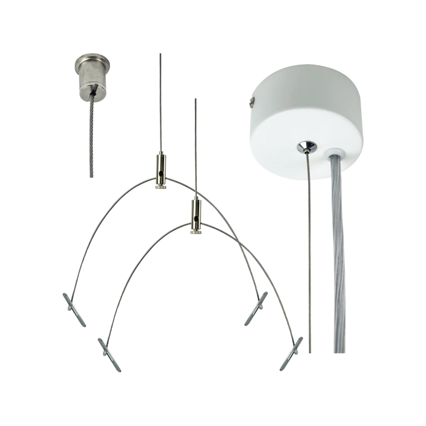 e2 elektro - Set van ophangkabels 150 cm, glanzend chroom