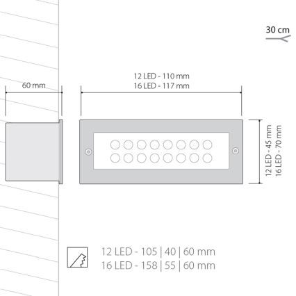 Eclairage LED extérieur INDEX 1x12LED/1W/230V IP54