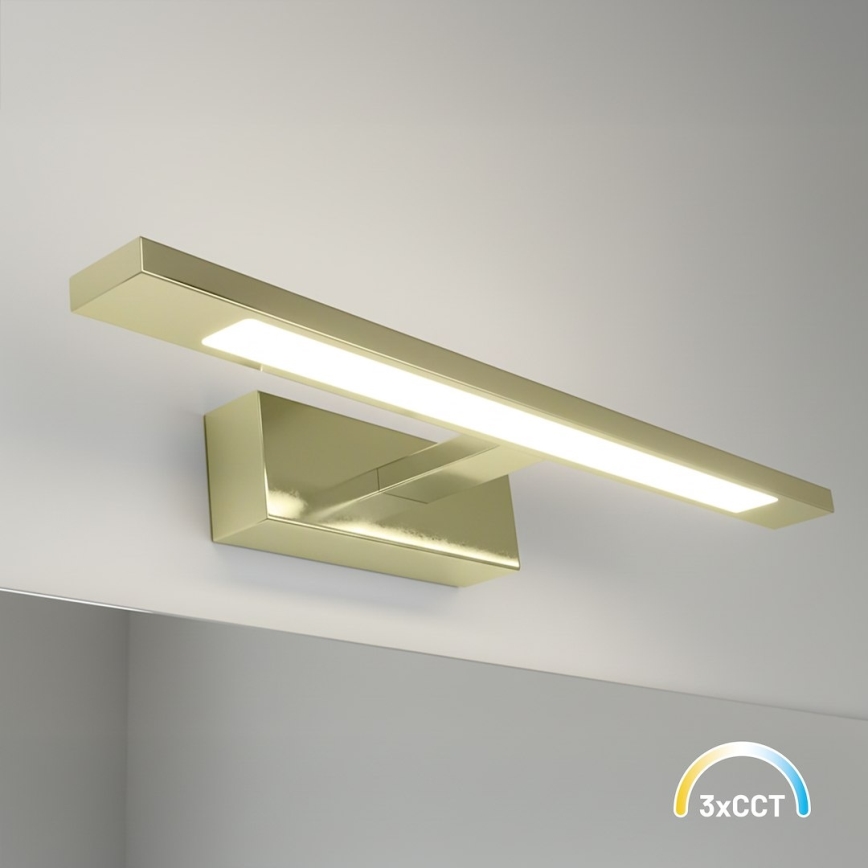 Éclairage LED pour miroir de salle de bains KLIMT, 8 W, 230 V, 3 températures de couleur (3000/4000/6000 K), 40 cm, IP44, finition dorée