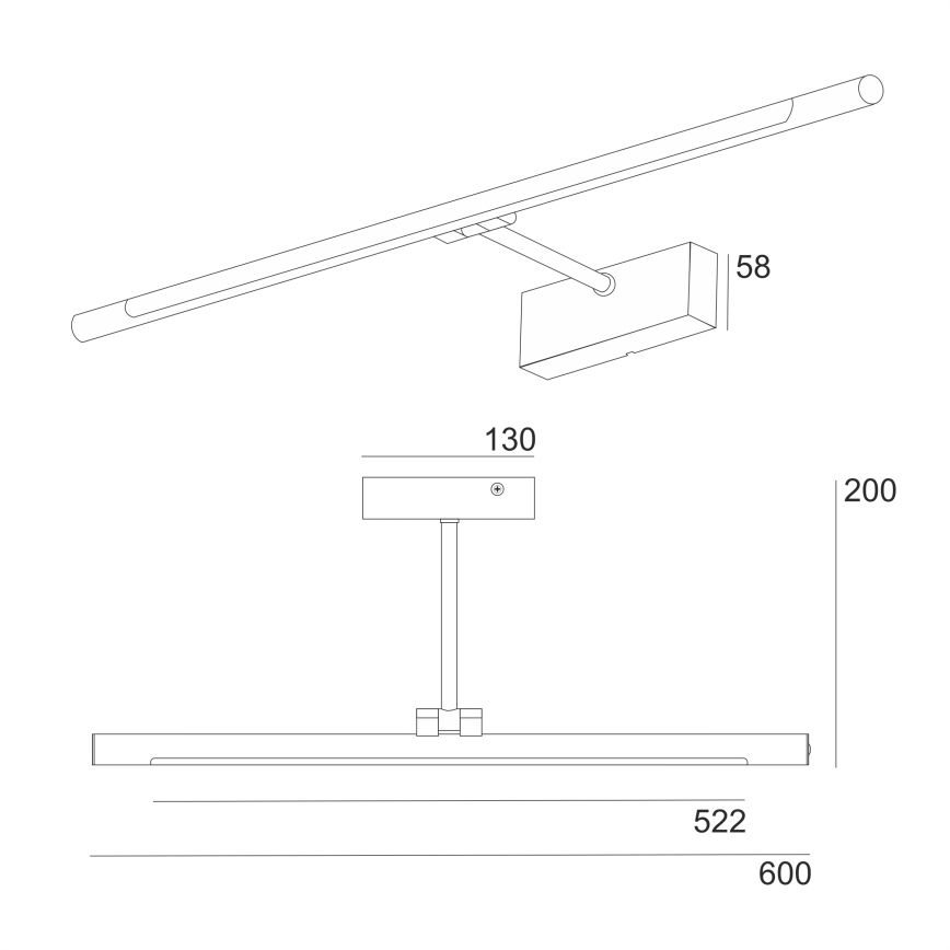 Éclairage LED pour miroir de salle de bains MIRROR LED/8W/230V 4000K IP44 60 cm noir