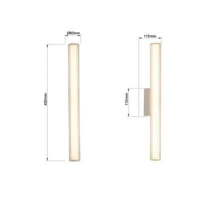 Éclairage de miroir LED pour salle de bains LINEA LED/8W/230V 3000/4000/6000K IP44 45 cm chrome mat