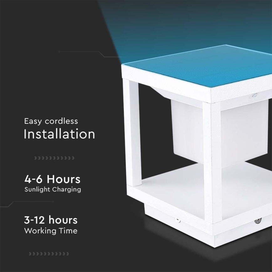 Éclairage solaire avec détecteur LED/2W/5,5V 3000K IP65 2600 mAh blanc