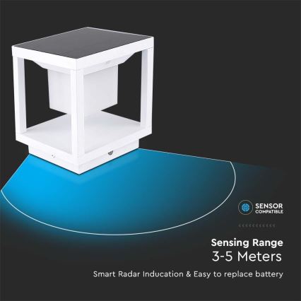 Éclairage solaire avec détecteur LED/2W/5,5V 3000K IP65 2600 mAh blanc