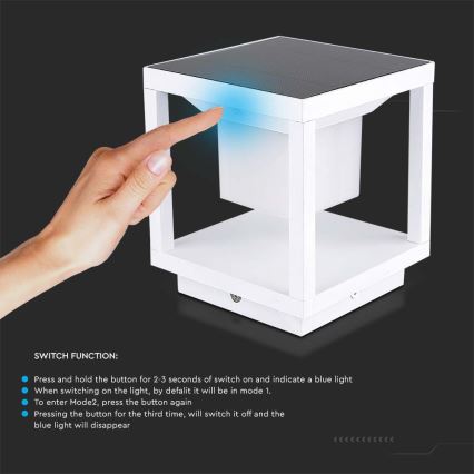 Éclairage solaire avec détecteur LED/2W/5,5V 3000K IP65 2600 mAh blanc
