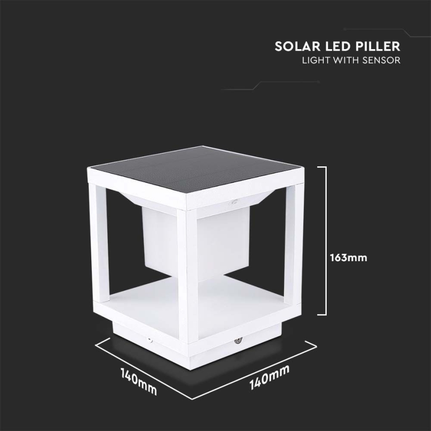 Éclairage solaire avec détecteur LED/2W/5,5V 3000K IP65 2600 mAh blanc
