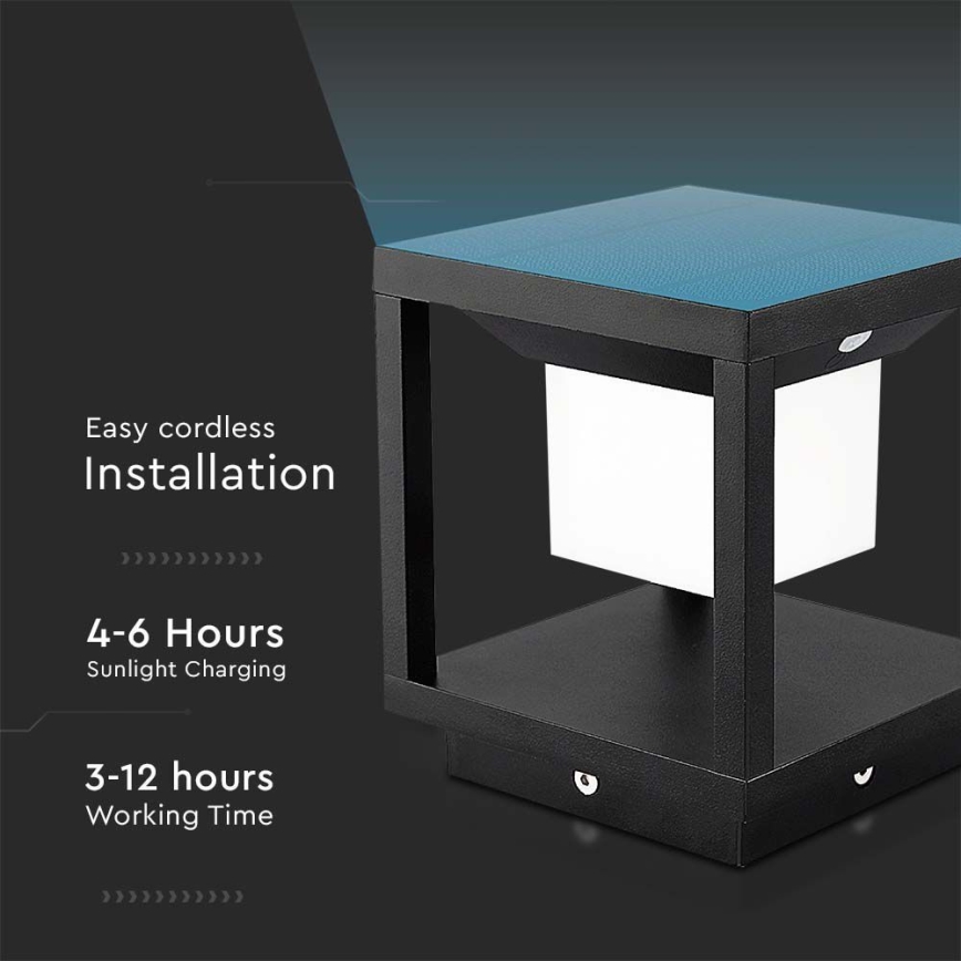 Éclairage solaire avec détecteur LED/2W/5,5V 3000K IP65 2600 mAh noir