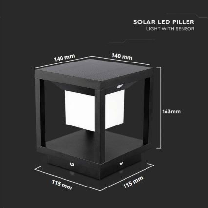 Éclairage solaire avec détecteur LED/2W/5,5V 3000K IP65 2600 mAh noir