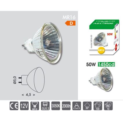 Industrie lamp MR16 GU5,3/50W/12V 3050K