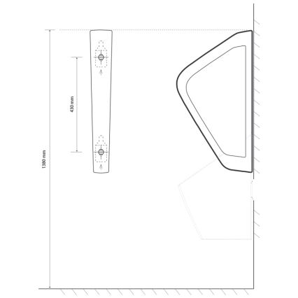 EcoStep 33001 - Urinoir-scheidingswand 57,5x36 cm keramiek/wit