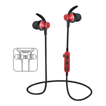 Écouteurs Bluetooth avec microphone et lecteur MicroSD 80 mAh noir/rouge