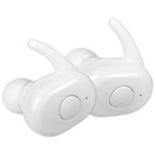 Ecouteurs sans fil Bluetooth V5.0 blancs + station de charge blanc