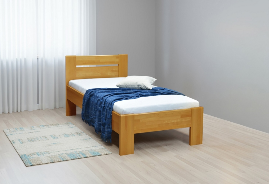 Eenpersoonsbed AMBER 90x200 cm, lichte walnoot