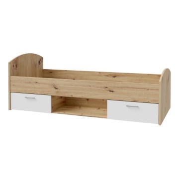 Eenpersoonsbed met opbergruimte URO 90x200 cm artisan eik/wit