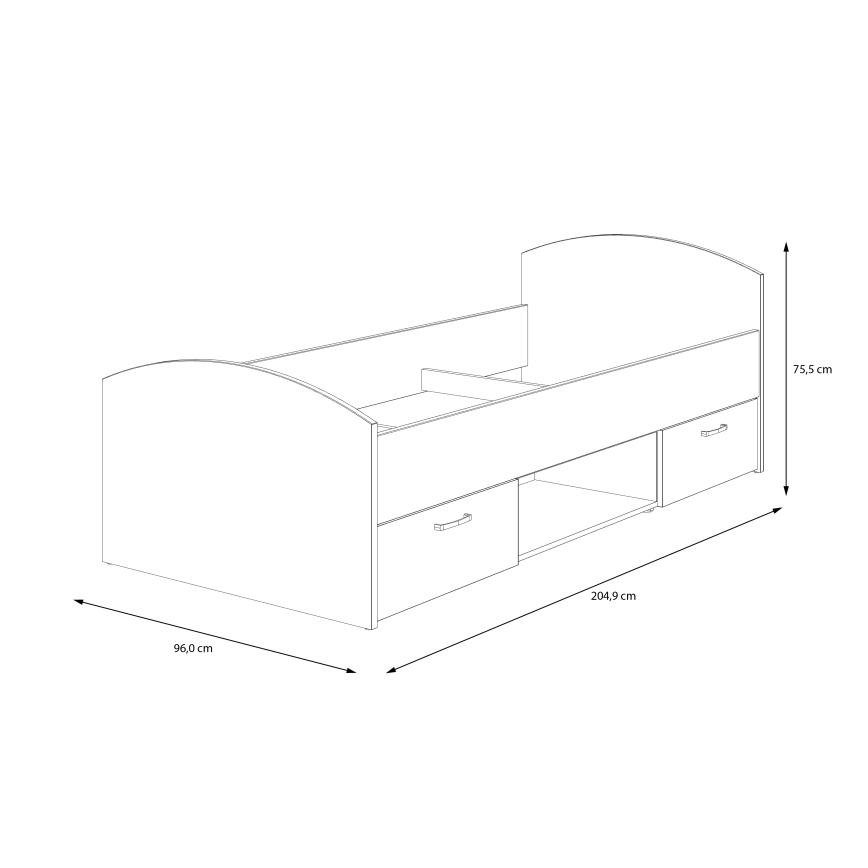 Eenpersoonsbed met opbergruimte URO 90x200 cm artisan eik/wit