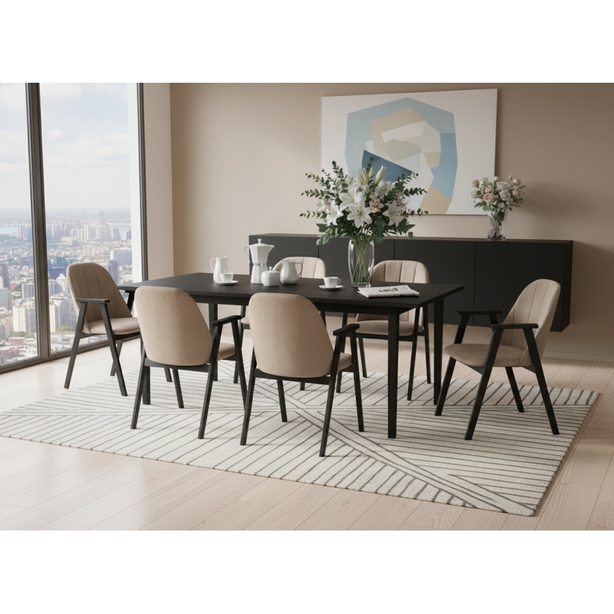 Eetkamerstoel GARDA zwart/beige