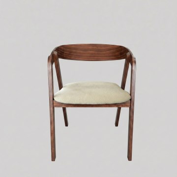 Eetkamerstoel LUSO notenhout/beige