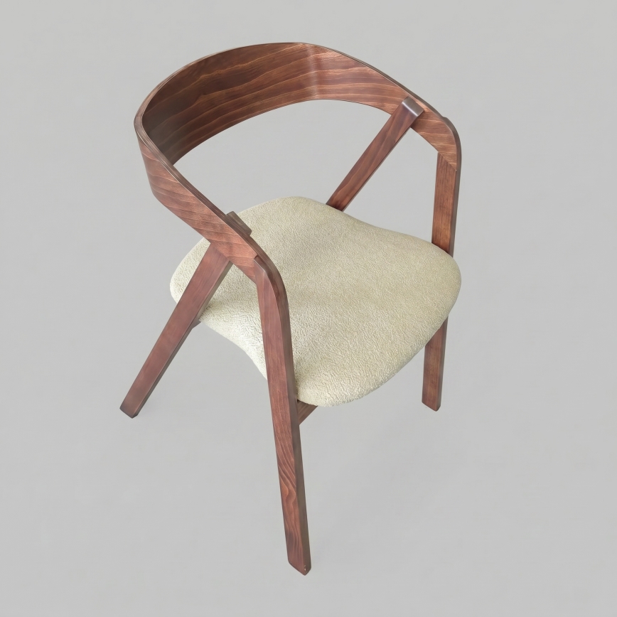 Eetkamerstoel LUSO notenhout/beige