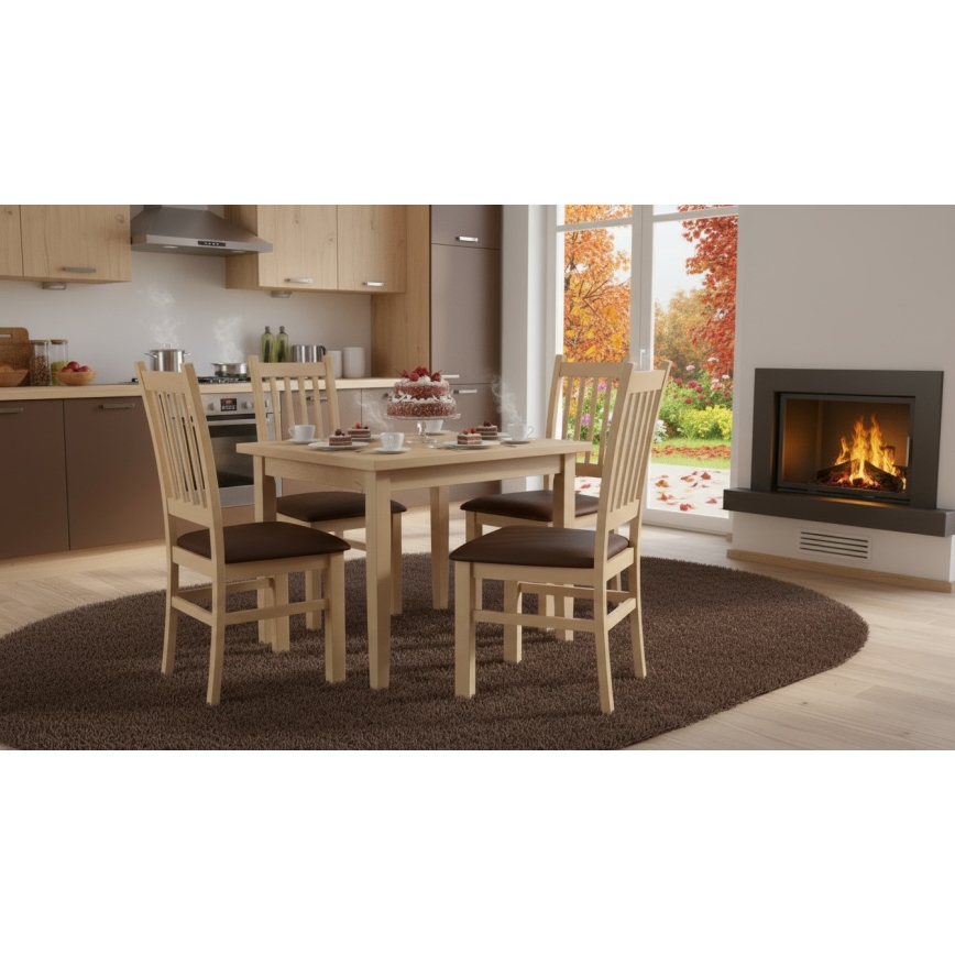 Eetkamerstoel SIMON beuk/donker bruin